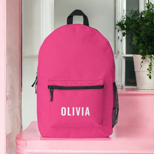 Hot Pink Monogram Meisje Terug naar school Bedrukte Rugzak