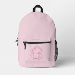 Hot Pink Monogram Meisje Terug naar school Bedrukte Rugzak