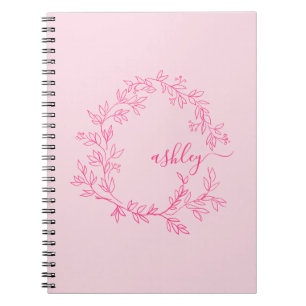Hot Pink Monogram Meisje Terug naar school Notitieboek
