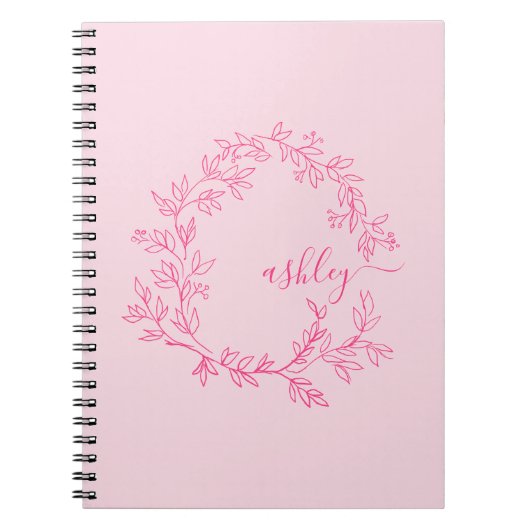 Hot Pink Monogram Meisje Terug naar school Notitieboek (Voorkant)