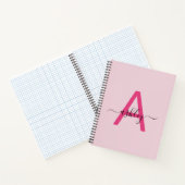 Hot Pink Monogram Meisje Terug naar school Notitieboek (Binnen)