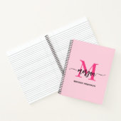 Hot Pink Monogram Meisje Terug naar school Notitieboek (Binnen)