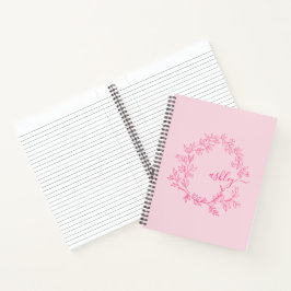 Hot Pink Monogram Meisje Terug naar school Notitieboek