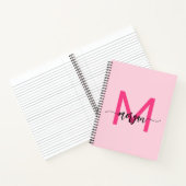 Hot Pink Monogram Meisje Terug naar school Notitieboek (Binnen)