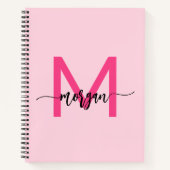 Hot Pink Monogram Meisje Terug naar school Notitieboek (Voorkant)