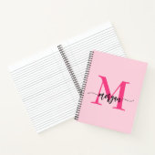 Hot Pink Monogram Meisje Terug naar school Notitieboek (Binnen)