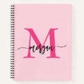 Hot Pink Monogram Meisje Terug naar school Notitieboek (Voorkant)