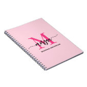 Hot Pink Monogram Meisje Terug naar school Notitieboek (Rechterzijde)