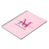 Hot Pink Monogram Meisje Terug naar school Notitieboek (Linkerzijde)