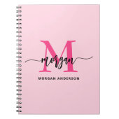 Hot Pink Monogram Meisje Terug naar school Notitieboek (Voorkant)