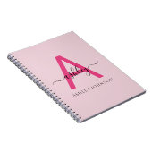 Hot Pink Monogram Meisje Terug naar school Notitieboek (Rechterzijde)