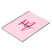 Hot Pink Monogram Meisje Terug naar school Notitieboek (Linkerzijde)