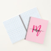 Hot Pink Monogram Meisje Terug naar school Notitieboek (Binnen)