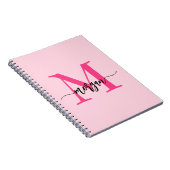 Hot Pink Monogram Meisje Terug naar school Notitieboek (Rechterzijde)