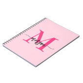 Hot Pink Monogram Meisje Terug naar school Notitieboek (Linkerzijde)