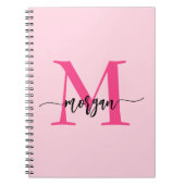 Hot Pink Monogram Meisje Terug naar school Notitieboek (Voorkant)