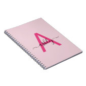 Hot Pink Monogram Meisje Terug naar school Notitieboek (Rechterzijde)