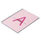 Hot Pink Monogram Meisje Terug naar school Notitieboek (Linkerzijde)