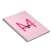 Hot Pink Monogram Meisje Terug naar school Notitieboek (Rechterzijde)