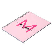 Hot Pink Monogram Meisje Terug naar school Notitieboek (Linkerzijde)