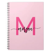 Hot Pink Monogram Meisje Terug naar school Notitieboek (Voorkant)
