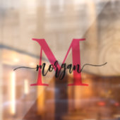 Hot Pink Monogram Naam Bedrijf Raamsticker (Vel 2)
