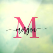 Hot Pink Monogram Naam Bedrijf Raamsticker (Vel 3)