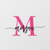 Hot Pink Monogram Naam Bedrijf Raamsticker (Vel)