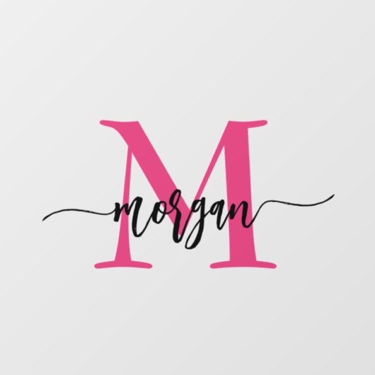 Hot Pink Monogram Naam Bedrijf Raamsticker (Vel)