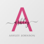 Hot Pink Monogram Naam Bedrijf Raamsticker (Vel)