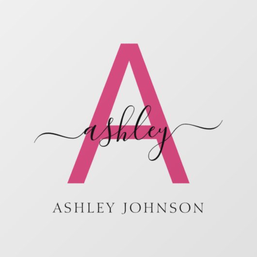Hot Pink Monogram Naam Bedrijf Raamsticker (Vel)