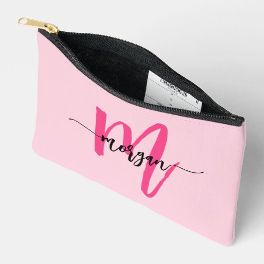 Hot Pink Monogram Naam Meisje Script Etui (Open)