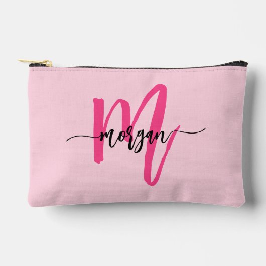 Hot Pink Monogram Naam Meisje Script Etui (Voorkant)