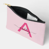 Hot Pink Monogram Naam Meisje Script Etui (Open)