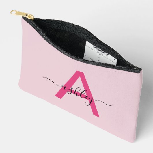 Hot Pink Monogram Naam Meisje Script Etui (Open)