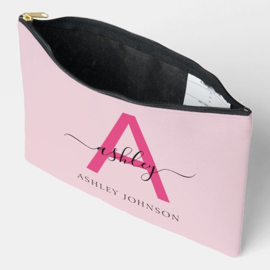 Hot Pink Monogram Naam Meisje Script Etui (Open)