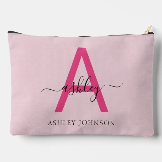 Hot Pink Monogram Naam Meisje Script Etui (Achterkant)