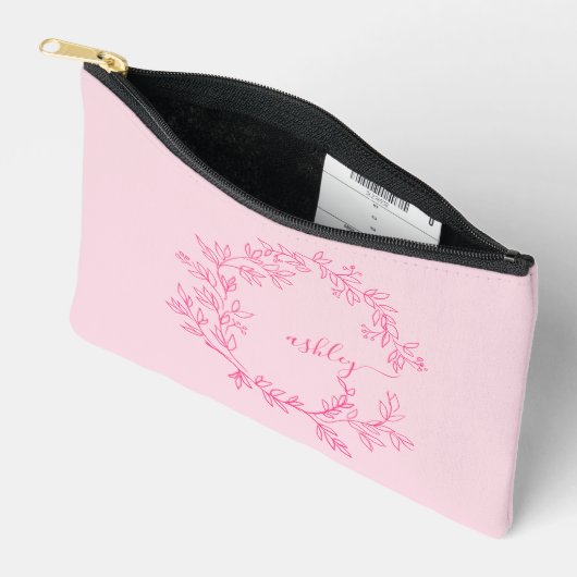 Hot Pink Monogram Naam Meisje Script Etui (Open)