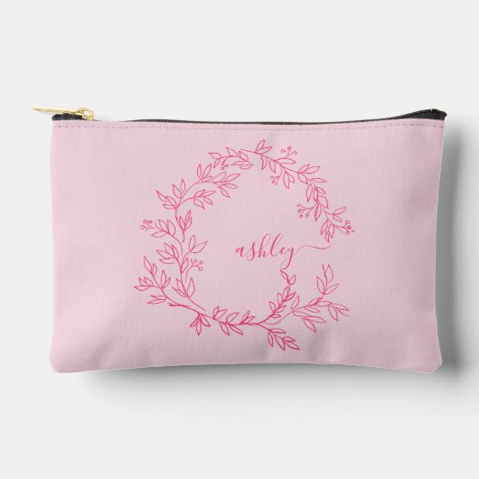 Hot Pink Monogram Naam Meisje Script Etui (Voorkant)