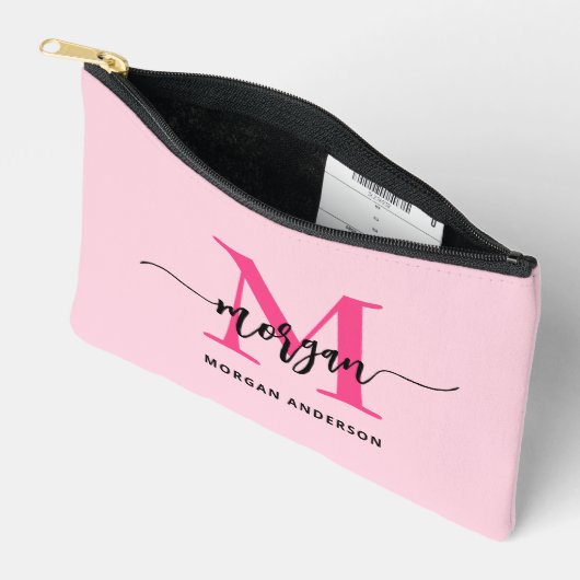 Hot Pink Monogram Naam Meisje Script Etui (Open)