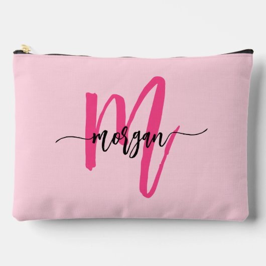 Hot Pink Monogram Naam Meisje Script Etui (Voorkant)