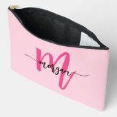Hot Pink Monogram Naam Meisje Script Etui (Open)