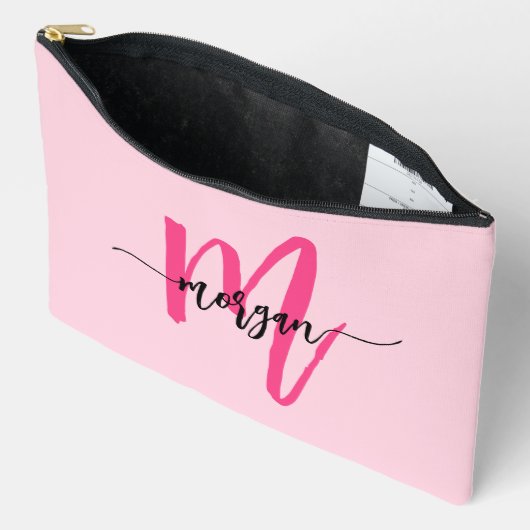 Hot Pink Monogram Naam Meisje Script Etui (Open)