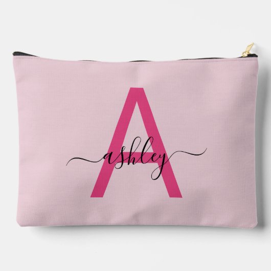 Hot Pink Monogram Naam Meisje Script Etui (Achterkant)