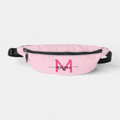 Hot Pink Monogram Naam Meisje Script Heuptasje (Voorkant)