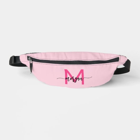 Hot Pink Monogram Naam Meisje Script Heuptasje (Voorkant)