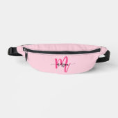 Hot Pink Monogram Naam Meisje Script Heuptasje (Voorkant)