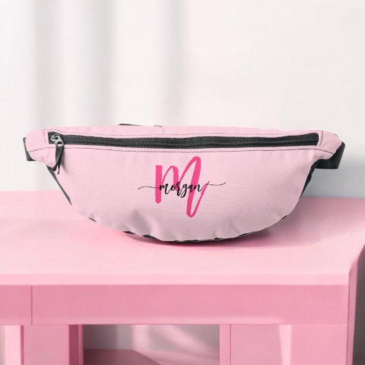 Hot Pink Monogram Naam Meisje Script Heuptasje