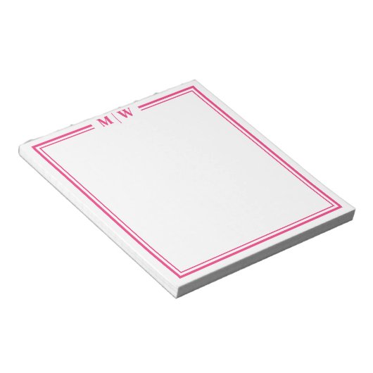 Hot Pink Monogram Notitieblok (Schuin)