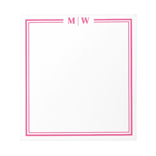Hot Pink Monogram Notitieblok (Voorkant)